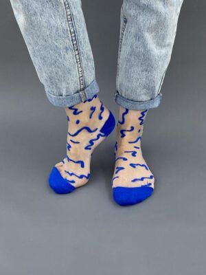 CALCETINES media rayas sinuosas azules