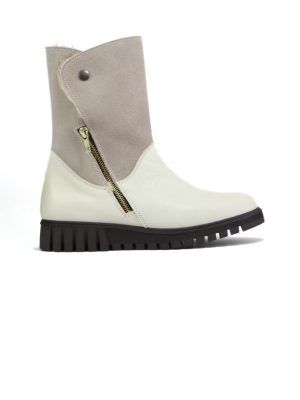 Botín caliente mujer invierno pero blanco cremallera forrado