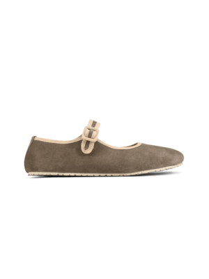 Zapato minimalista mercedita maryjane serraje color topo
