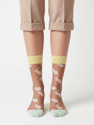 CALCETINES media conejitos rosas y blancos