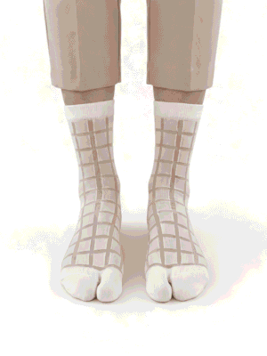 CALCETINES media tabi estampado de cuadros blancos